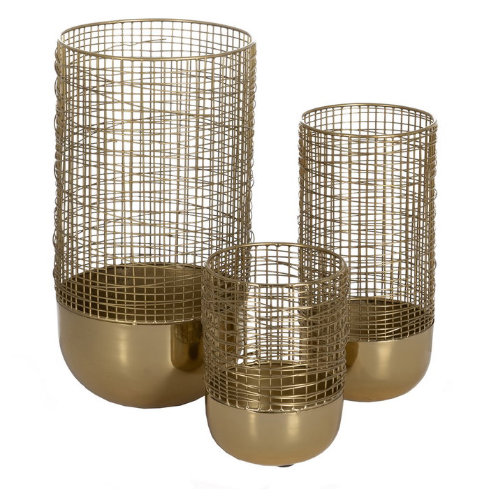 Jarrón Dorado Hierro Decoración 21 X 21 X 40 cm Jarrón Dorado Hierro Decoración 21 X 21 X 40 cm