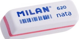 MILAN Gomas de borrar Nata 620 biseladas pequeñas, pack de 20