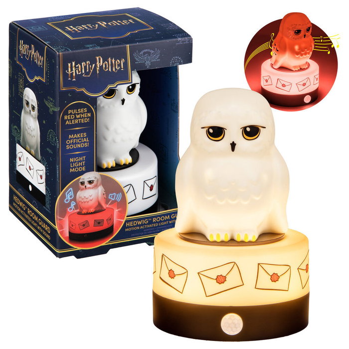 PALADONE Lámpara Protector de Habitación Hedwig Harry Potter con Sensor de Movimiento, Sonidos Oficiales y Función de Luz Nocturna, USB/Pilas