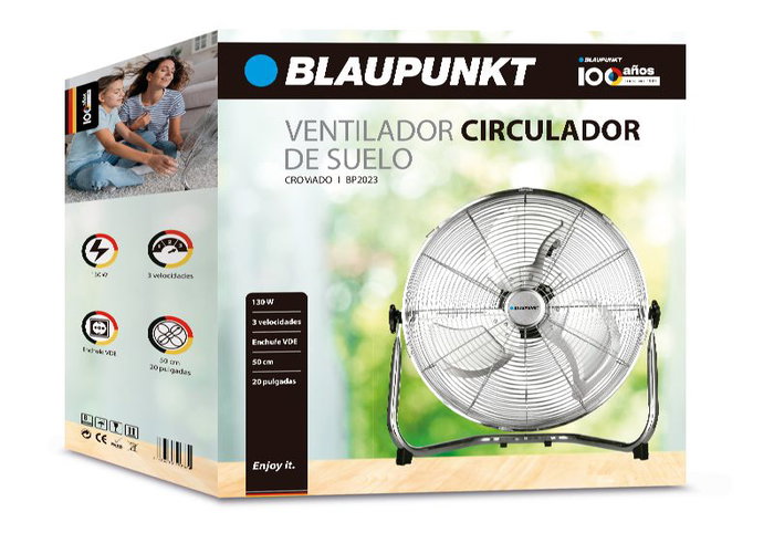 BLAUPUNKT Ventilador Industrial de Suelo, Cromado, 50 cm de Diámetro, 130 W