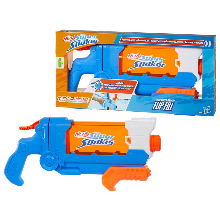 Hasbro Nerf Super Soaker Flip Fill F8643 Lanzador de Agua con 4 Estilos de Chorro y Llenado Rápido Hasbro Nerf Super Soaker Flip Fill F8643 Lanzador de Agua con 4 Estilos de Chorro y Llenado Rápido