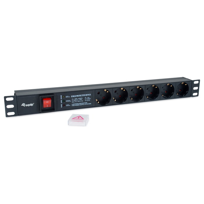Equip Regleta de Alimentación Aluminio Rack 19" 1U 6 Tomas con Interruptor, Protección de Voltaje y Filtro Equip Regleta de Alimentación Aluminio Rack 19" 1U 6 Tomas con Interruptor, Protección de Voltaje y Filtro