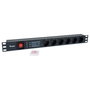 Equip Regleta de Alimentación Aluminio Rack 19" 1U 6 Tomas con Interruptor, Protección de Voltaje y Filtro