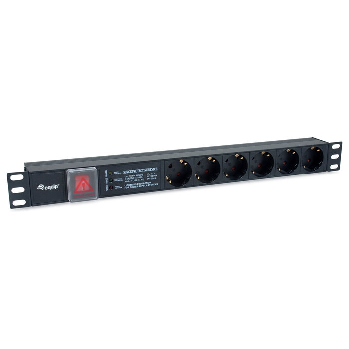 Equip Regleta de Alimentación Aluminio Rack 19" 1U 6 Tomas con Interruptor, Protección de Voltaje y Filtro Equip Regleta de Alimentación Aluminio Rack 19" 1U 6 Tomas con Interruptor, Protección de Voltaje y Filtro