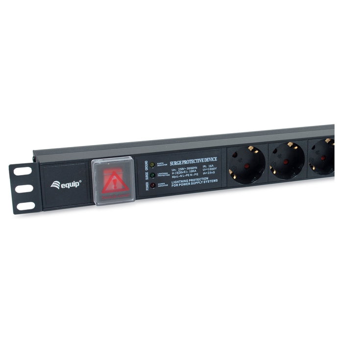 Equip Regleta de Alimentación Aluminio Rack 19" 1U 6 Tomas con Interruptor, Protección de Voltaje y Filtro Equip Regleta de Alimentación Aluminio Rack 19" 1U 6 Tomas con Interruptor, Protección de Voltaje y Filtro