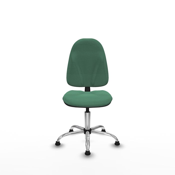 Silla de oficina Algarra con mecanismo Contacto permanente básico tapizada con Tela color Verde esmeralda. Equipada con Base cromada, Sin brazosy Topes
