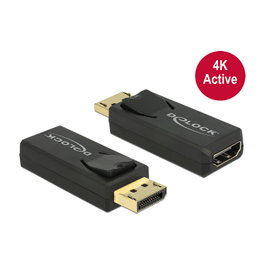 DeLOCK Adaptador DisplayPort 1.2 a HDMI Hembra Negro 4K Aktiv 65573