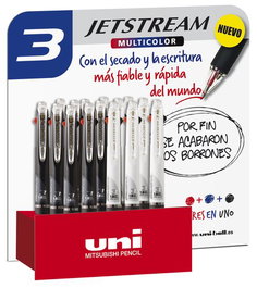 Boligrafo De 3 Colores Uni-Ball Jetstream 3 1,0 (Sxe-400) Surtido Expositor De 15 8X 246439000 Negro 7X 246249000 Blanco