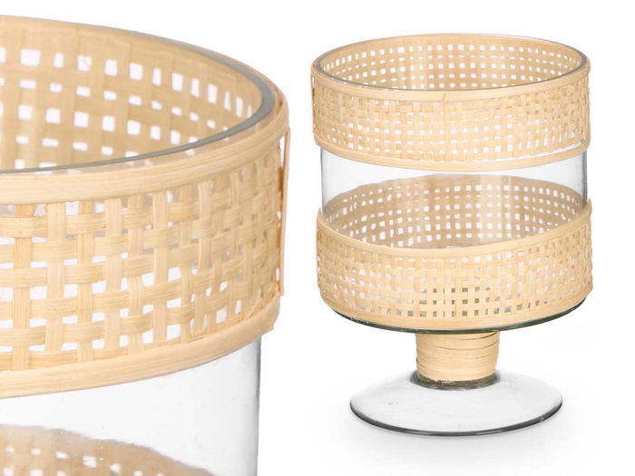 Giftdecor Portavela Copa Cilindrica Pequeño Vidrio Rattan 15 cm x 20 cm x 15 cm Transparente Natural (Set de 6) Giftdecor Portavela Copa Cilindrica Pequeño Vidrio Rattan 15 cm x 20 cm x 15 cm Transparente Natural (Set de 6)