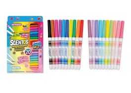 Scentos Rotuladores de punta fina con colores intensos, pastel y aromas, pack de 20 unidades