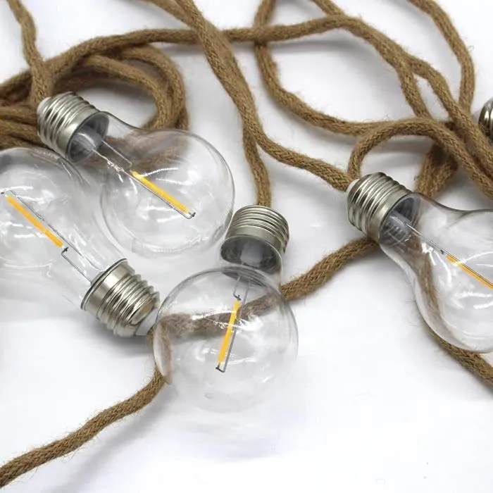 Lumisky FANTASY CORD Guirnalda Luminosa Exterior 7,70 m 10 Bombillas LED Blanco Cálido Filamento Transparente