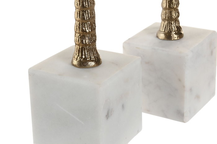 DKD Home Decor Portavelas Tropical Dorado Blanco Aluminio Mármol Set de 2 (2 Unidades) 10 x 26 x 10 cm DKD Home Decor Portavelas Tropical Dorado Blanco Aluminio Mármol Set de 2 (2 Unidades) 10 x 26 x 10 cm