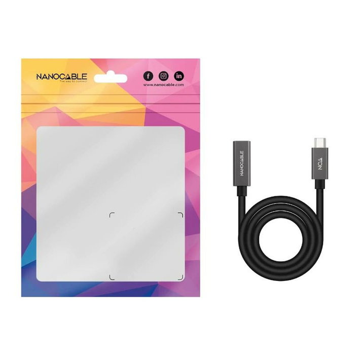 Nanocable Cable Alargador USB-C 3.2 Gen2x2 20Gbps, 1.5m, Negro