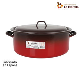 La Estrella Cacerola Esmaltada con Tapa 34 cm - 12.5L Fuego (4 Unidades)