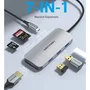 Vention TOJHB Docking USB Tipo-C Gris con 1x HDMI, 3x USB, 1x USB-C y Lector de Tarjetas