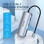Vention Docking USB-C 7 en 1 con HDMI 4K, 3xUSB 3.0, Lector de Tarjetas y PD 100W - Gris