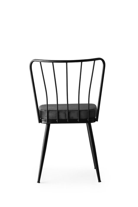 Hanah Home 942 V2 Juego de Sillas de Terciopelo Negro con Estructura de Metal, Diseño Bohemio/Hotel, Set de 2 Piezas