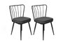 Hanah Home 942 V2 Juego de Sillas de Terciopelo Negro con Estructura de Metal, Diseño Bohemio/Hotel, Set de 2 Piezas