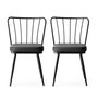 Hanah Home 942 V2 Juego de Sillas de Terciopelo Negro con Estructura de Metal, Diseño Bohemio/Hotel, Set de 2 Piezas