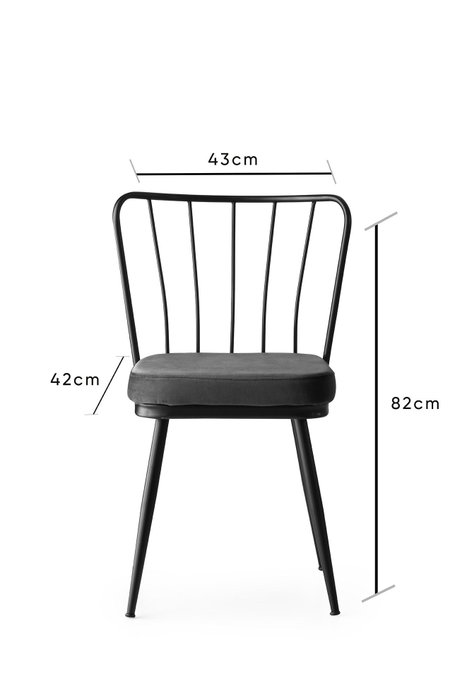 Hanah Home 942 V2 Juego de Sillas de Terciopelo Negro con Estructura de Metal, Diseño Bohemio/Hotel, Set de 2 Piezas