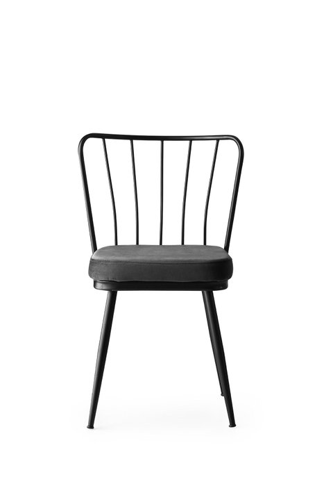 Hanah Home 942 V2 Juego de Sillas de Terciopelo Negro con Estructura de Metal, Diseño Bohemio/Hotel, Set de 2 Piezas