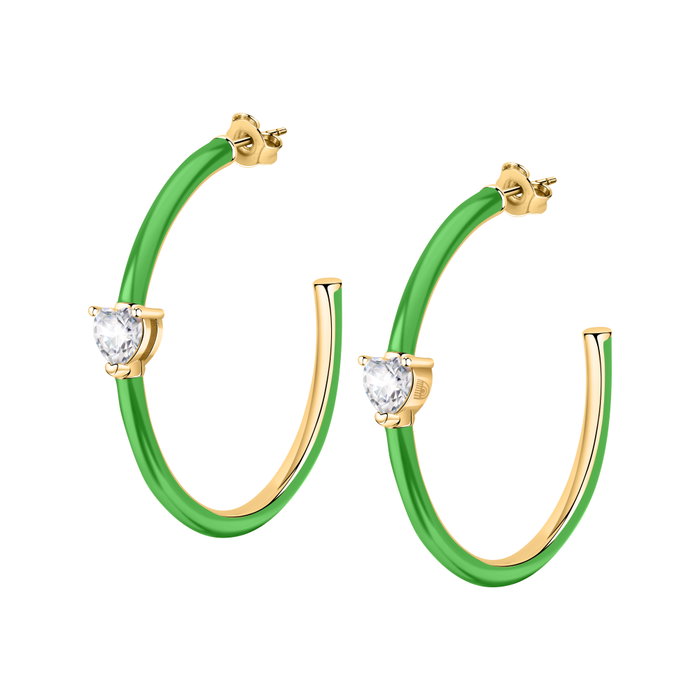 Chiara Ferragni Pendientes Love Parade Esmalte Verde y Circonitas Chiara Ferragni Pendientes Love Parade Esmalte Verde y Circonitas