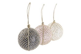 DKD Home Decor Colgante Navidad Moderna Rosa Gris Oscuro Bol PVC 8 x 15 x 8 cm (24 Unidades)