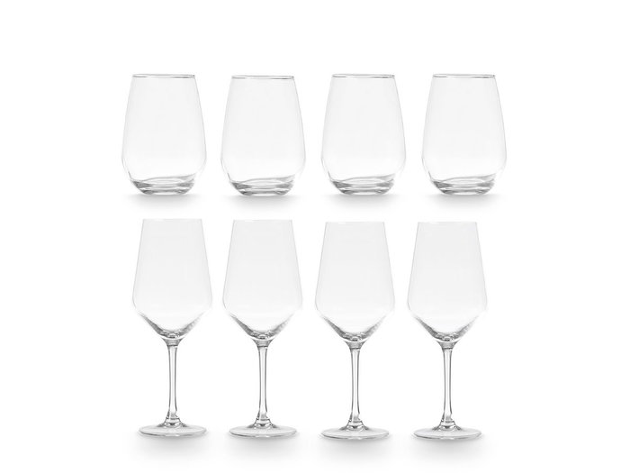 Vivalto Set 8 Piezas Vaso 480ml Copa 620ml Transparente Vidrio 30x26x21cm (Set de 2) Vivalto Set 8 Piezas Vaso 480ml Copa 620ml Transparente Vidrio 30x26x21cm (Set de 2)