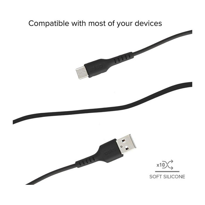 SBS TECABLEMICRO2K Cable USB 2.0 a Micro USB Negro, 2 metros, Conectores Macho USB A y Micro-USB B