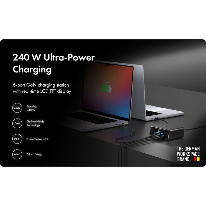 ICY BOX Diamond Charge 2401 Cargador de 240 W con pantalla LCD ICY BOX Diamond Charge 2401 Cargador de 240 W con pantalla LCD