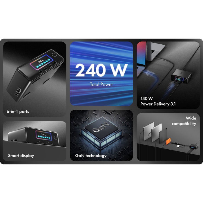 ICY BOX Diamond Charge 2401 Cargador de 240 W con pantalla LCD ICY BOX Diamond Charge 2401 Cargador de 240 W con pantalla LCD