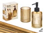 Berilo Set de 2 Dosificadores para Baño con Vaso 350ml, Color Ámbar con Rayas Negras, Dimensiones 15x18.5x7.5 cm (Set de 12)
