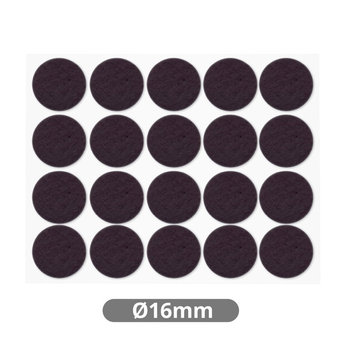 Hantums Set de 20 fieltros adhesivos redondos Ø16mm - Marrón Hantums Set de 20 fieltros adhesivos redondos Ø16mm - Marrón