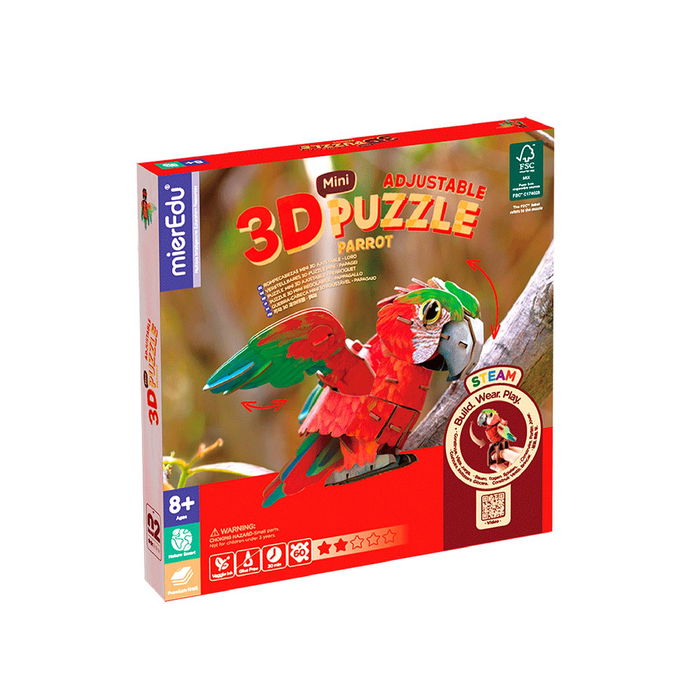 MIEREDU Mini Puzzle 3D Loro ME4115 Juguete Creativo para Niños +8 años, Motricidad Fina y Concentración