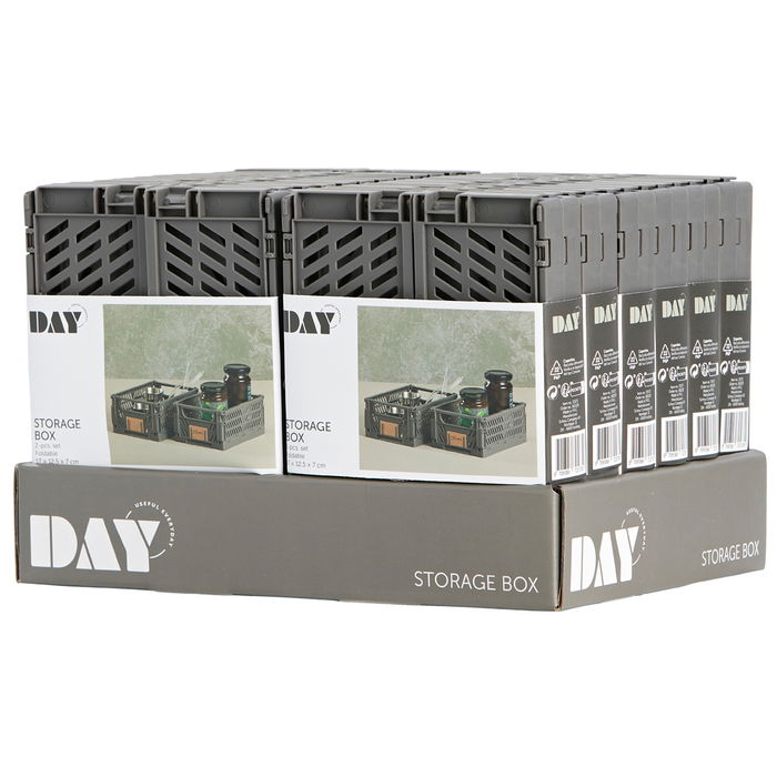 Day Dar Juego de 2 Cajas Plegables 17x12,5 cm de Almacenaje Apilables Gris Oscuro 1,2 L