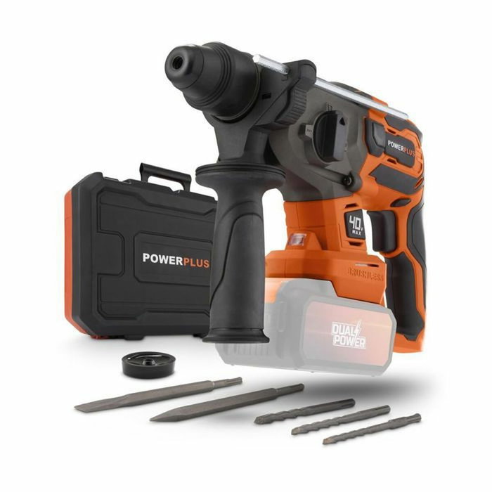 Dual Power Martillo perforador inalámbrico 40V 5J SDS-Plus sin escobillas + 5 Accesorios Dual Power Martillo perforador inalámbrico 40V 5J SDS-Plus sin escobillas + 5 Accesorios