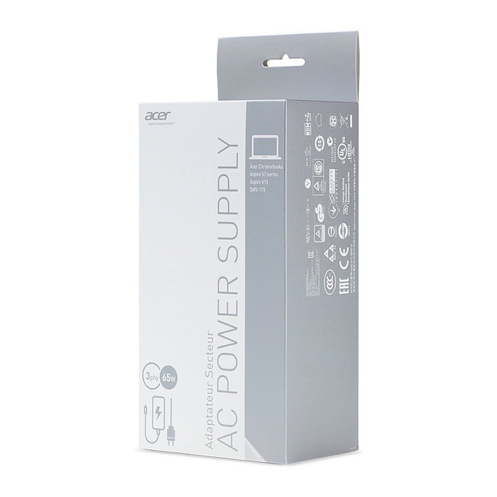Acer Cargador Adaptador de Corriente 65W 19V Negro EU para Portátil Aspire Switch 11 SW5-171 y Switch 12 Acer Cargador Adaptador de Corriente 65W 19V Negro EU para Portátil Aspire Switch 11 SW5-171 y Switch 12