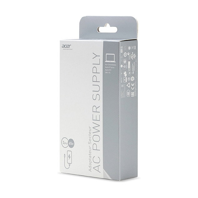 Acer Cargador Adaptador de Corriente 65W 19V Negro EU para Portátil Aspire Switch 11 SW5-171 y Switch 12 Acer Cargador Adaptador de Corriente 65W 19V Negro EU para Portátil Aspire Switch 11 SW5-171 y Switch 12