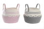 DKD Home Decor Cesta Básicos Rosa Gris Algodón 25 x 25 x 25 cm (6 Unidades)