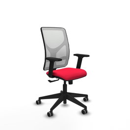 PIQUERAS Y CRESPO Silla de oficina Motilla con mecanismo Sincro, Tela Roja y Malla Blanca