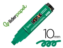 Liderpapel Rotulador Acrilico Base Agua Todo Tipo de Superficie Punta Rectangular 10 mm Verde