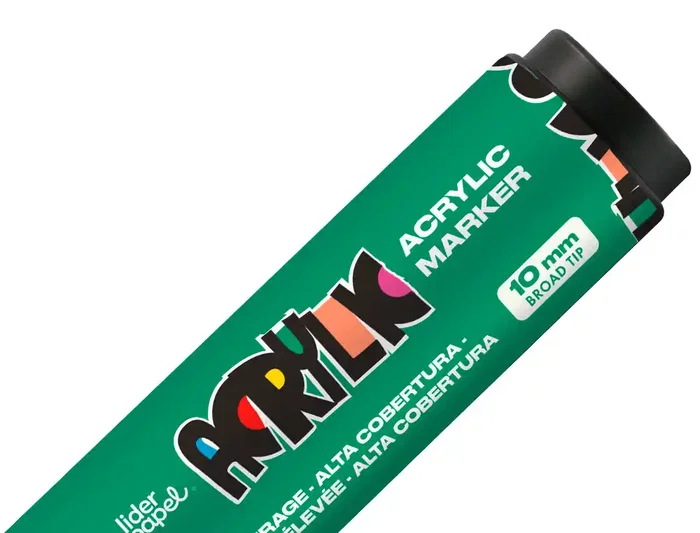 Liderpapel Rotulador Acrilico Base Agua Todo Tipo de Superficie Punta Rectangular 10 mm Verde