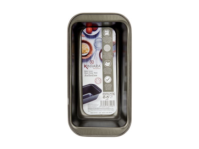 Kinvara Molde Rectangular Metal 25 cm (13x25.2x6.2 cm) Gris Oscuro 850ml Antiadherente para Horno (Set de 24)
