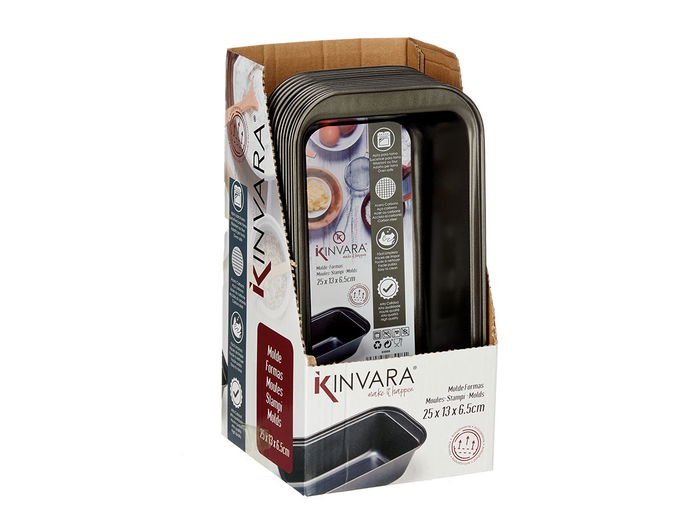 Kinvara Molde Rectangular Metal 25 cm (13x25.2x6.2 cm) Gris Oscuro 850ml Antiadherente para Horno (Set de 24)
