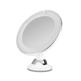 Orbegozo ESP 1010 - Espejo de Maquillaje con Luz LED, Aumento 10X, Diámetro 17 cm, Montaje por Ventosa Ajustable para Pared, Color Blanco