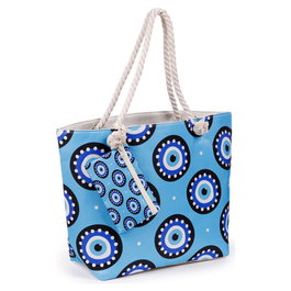 PUCKATOR Bolsa de Playa con Neceser Extraíble y Cierre Metálico, Motivo Ojo Turco, Tamaño 37x53x15cm