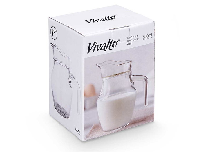 Vivalto Jarra de Vidrio Transparente 500 ml - 13x13.5x9 cm (Set de 12) Vivalto Jarra de Vidrio Transparente 500 ml - 13x13.5x9 cm (Set de 12)
