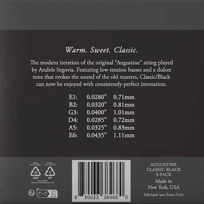 Augustine Pack 3 Juegos Clásica Nylon Tensión Baja