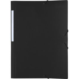 Grafoplás Carpeta con Gomas Poligraf 3 Solapas Folio PP Opaco Negro