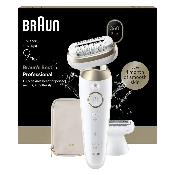 Braun Depiladora Eléctrica SES9-030 3D, 2 Modos de Depilación, Autonomía 50 Min, Resistente al Agua, Color Blanco/Dorado Braun Depiladora Eléctrica SES9-030 3D, 2 Modos de Depilación, Autonomía 50 Min, Resistente al Agua, Color Blanco/Dorado